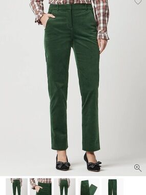 J. Crew Factory Velvet Kallie Pants Dark Green Size 4